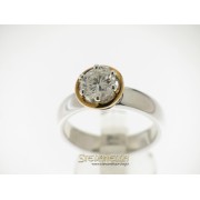 Anello solitario oro bianco e rosa18kt diamante taglio brillante ct. 1,10 colore G purezza I1